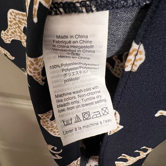 J Crew Factory Leopard Cheetah Wrap Dress Navy Blue Like New - Picture 6 of 6